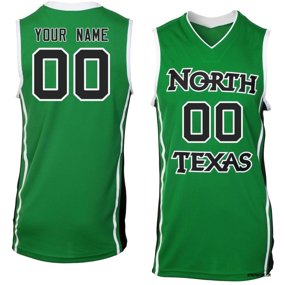 Men's Custom North Texas Mean Green Replica Basketball Jersey - Green