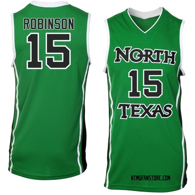 Men's Reece Robinson North Texas Mean Green Replica Basketball Jersey - Green
