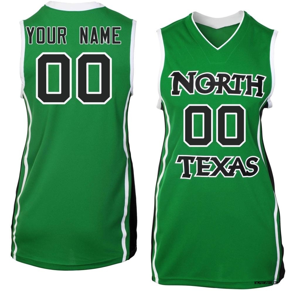 Women's Custom North Texas Mean Green Replica Basketball Jersey - Green